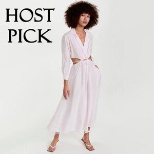 NWT Young Fabulous & Broke lilac collared cutout wrap front tie sun dress, M